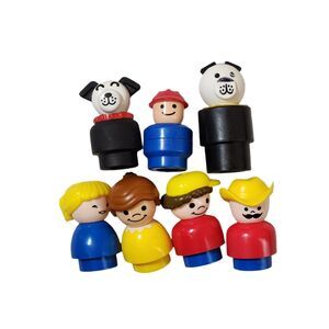 Vintage Chunky Little People Figurine Lot – Set of 7 includes Lucky the Dog
